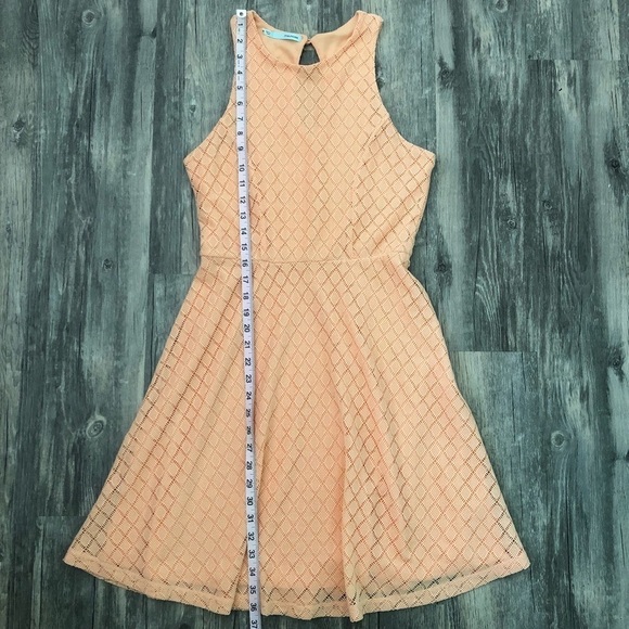 Maurices Peach Skater A-Line Dress Lace Overlay - Picture 6 of 8